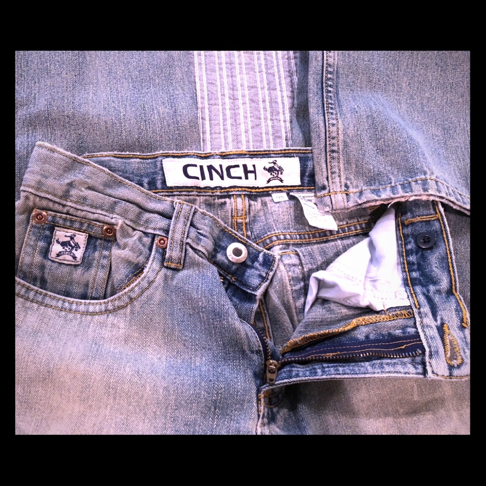 Boys’ Cinch Jeans, 12S. Adjustable strap at waist.